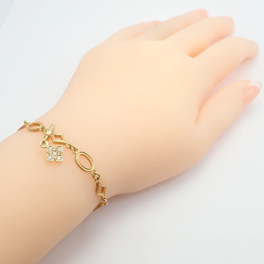 Rare Loree Rodkin 18k Yellow Gold Diamond Cross Bracelet - Picture 5 of 11